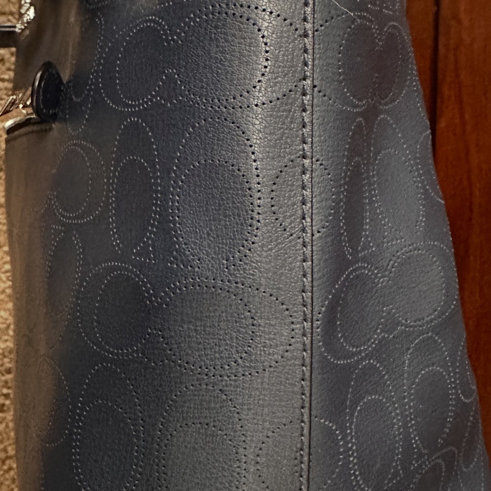 Coach Denim Blue, Leather Gallery Tote Bag - Picture 8 of 9
